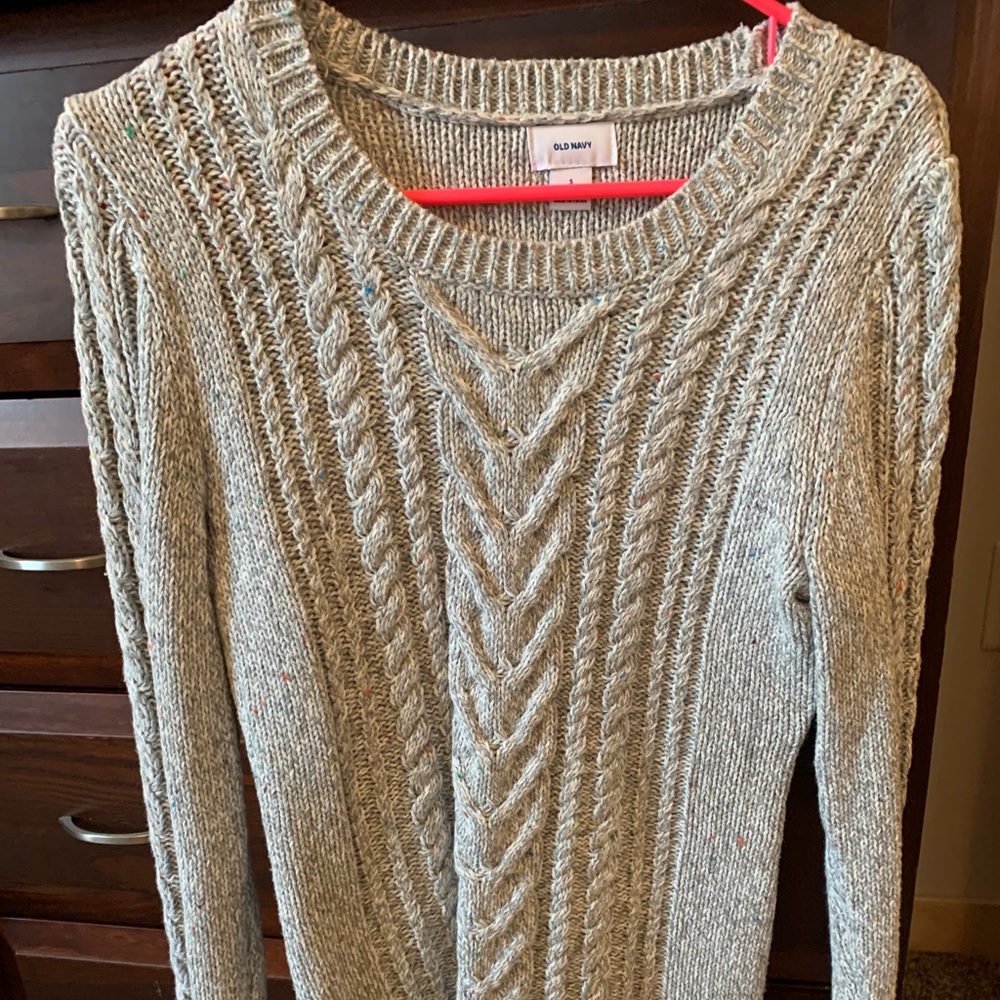 Old Navy - Gray cable knit sweater w/color speckle